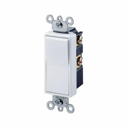 LEVITON Wall Switch, 4-Way, 120/277V, 15A, Wht, Rockr 5604-2W